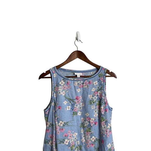 J. Jill Love Linen Floral Shift Dress Blue Pink White Flowers Womans Small - Picture 5 of 11